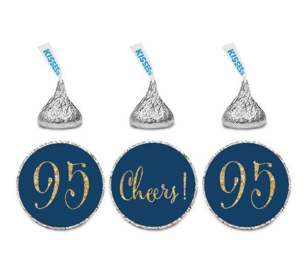 Gold Glitter Hershey s Kisses Stickers, Cheers 95, Happy 95th Birthday, Anniversary, Reunion For Sale - Image 4
