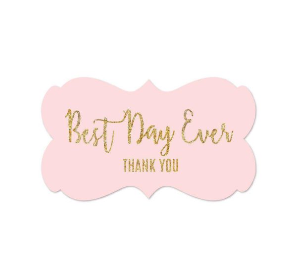 Blush Pink Gold Glitter Print Wedding Fancy Frame Label Stickers on Sale