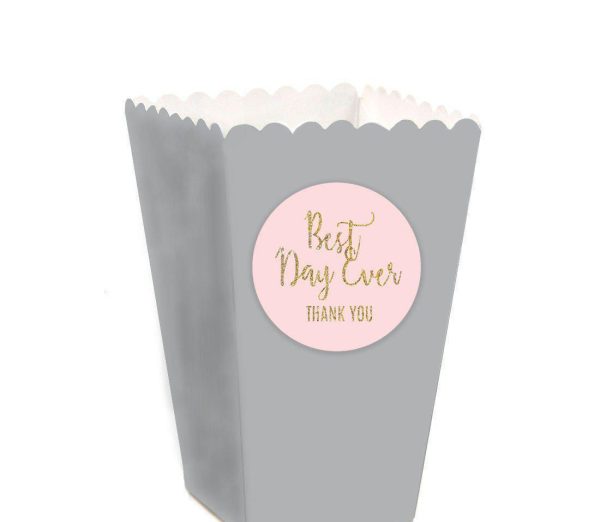 Blush Pink Gold Glitter Print Wedding Popcorn Box DIY Party Favors Kit, Best Day Ever Online now - Image 2