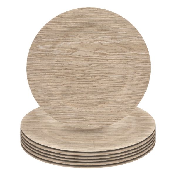 Set of 4 Birch Faux Wood Charger Plates For Sale
