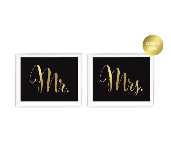 Black and Metallic Gold Wedding Signs, 2-Pack Online Sale - Image 5