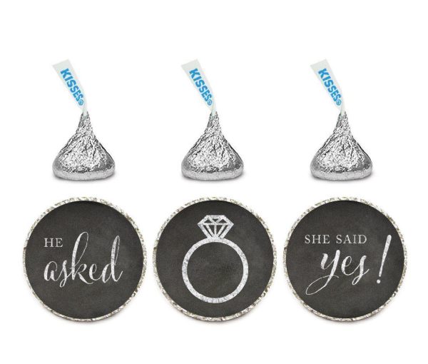 He Asked She Said Yes! Vintage Chalkboard Hershey s Kisses Stickers Online Hot Sale