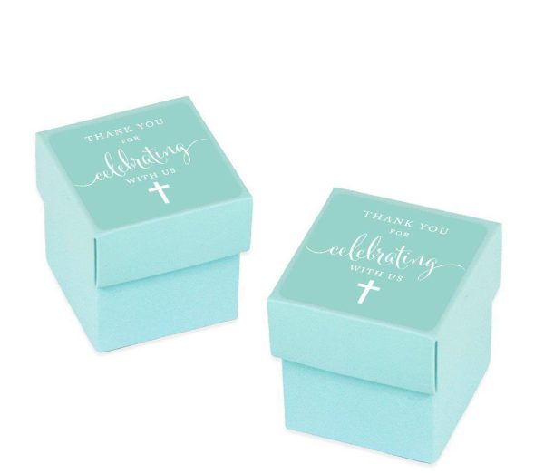 Baptism & Christening Square Party Favor Boxes, Thank You for Celebrating With Us Sale - Image 3
