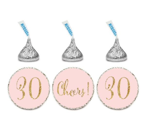 Gold Glitter Hershey s Kisses Stickers, Cheers 30, Happy 30th Birthday, Anniversary, Reunion Online Hot Sale - Image 2