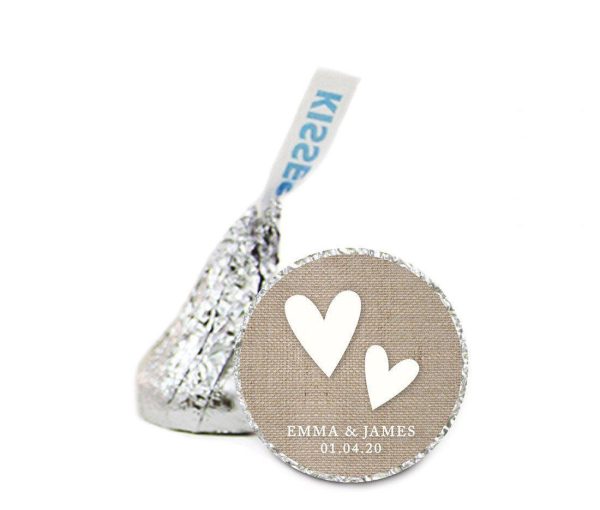 Personalized Wedding Double Hearts Country Burlap Hershey s Kisses Label Stickers Online