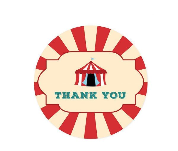 Carnival Circus Birthday Round Circle Label Stickers Sale - Image 3