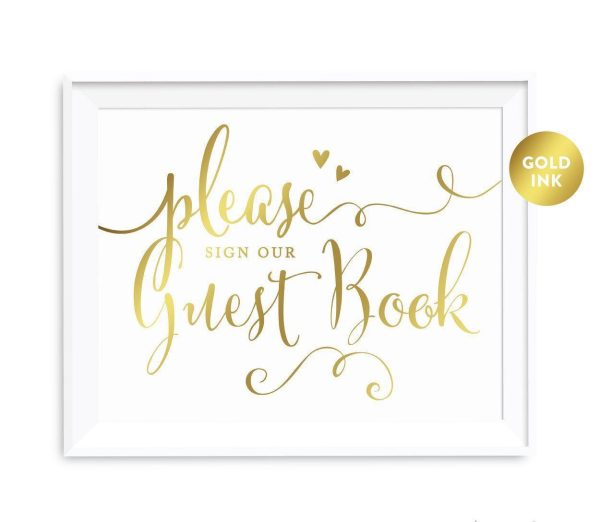 Andaz Press 8.5 x 11 Metallic Gold Wedding Party Signs Sale - Image 3