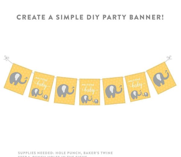 Elephant Baby Shower Party Signs & Banner Decorations For Cheap