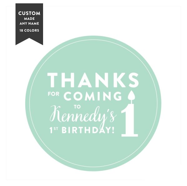 Personalized Thanks for coming to my 1st Birthday Round Circle Label Stickers For Discount - Image 4