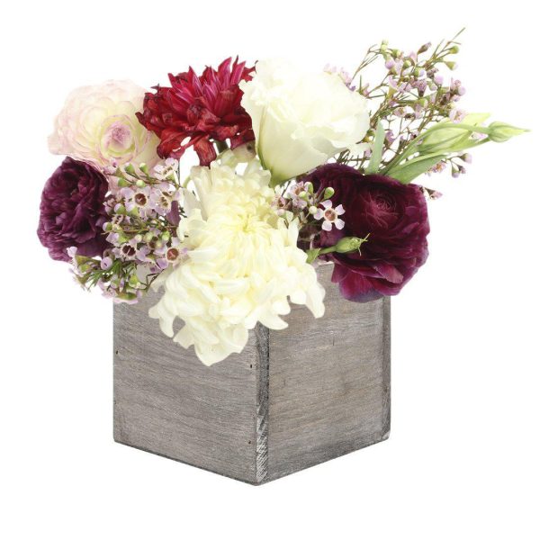 Set of 6 Rustic Square Cube Wood Vase Online now - Image 3