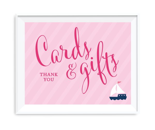 Pink Girl Nautical Baby Shower Party Signs Supply - Image 2
