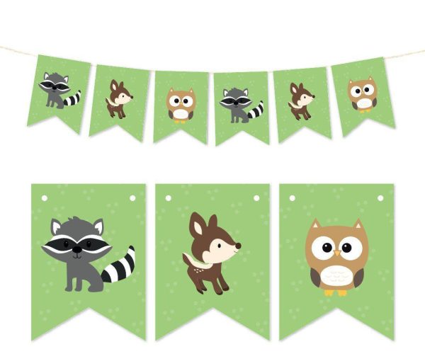 Pennant Party Banner Woodland Animals Fox Raccoon Deer Online