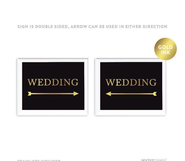 Black and Metallic Gold Wedding Direction Signs Online Hot Sale - Image 3