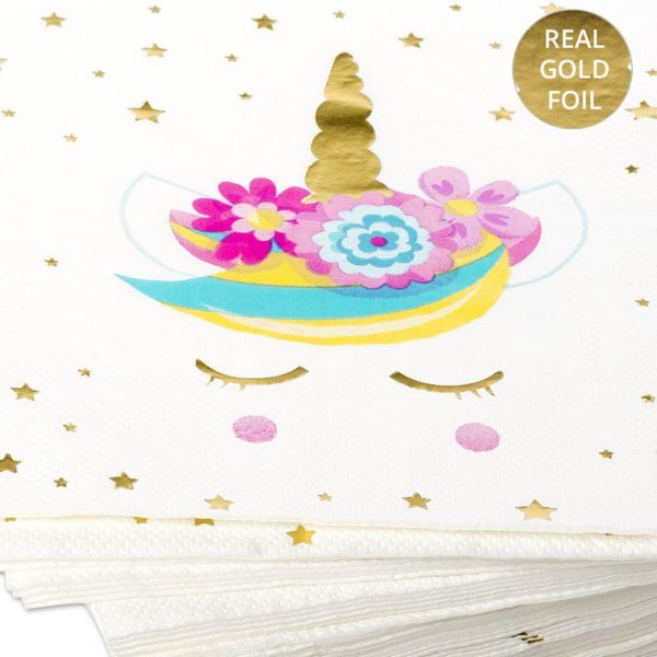 Set of 12 Unicorn Tableware Kit With Gold Foil For Cheap - Image 3