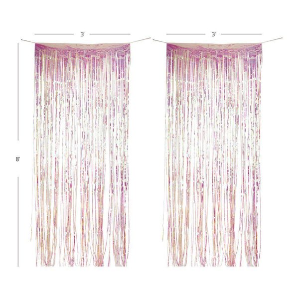 Set of 2 Iridescent Holographic Fringe Party Curtains Hot on Sale - Image 4
