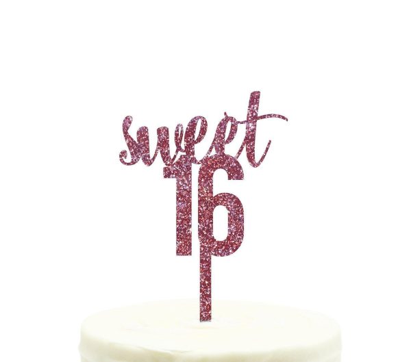 Sweet 16 Glitter Acrylic Birthday Cake Toppers Discount - Image 2