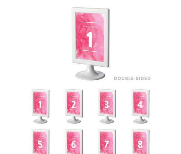 Pink Watercolor Wedding Framed Table Numbers For Sale