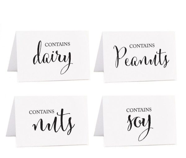 Food Station Buffet Menu Place Cards, Formal Black & White For Sale - Image 3
