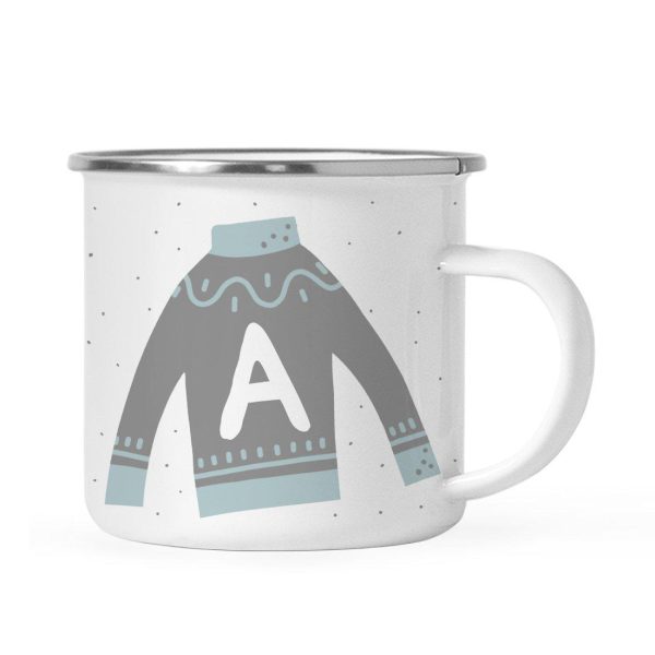 Andaz Press 11oz Gray Blue Ugly Holiday Sweater Monogram Campfire Coffee Mug on Sale