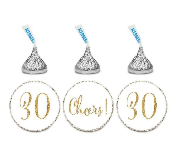 Gold Glitter Hershey s Kisses Stickers, Cheers 30, Happy 30th Birthday, Anniversary, Reunion Online Hot Sale