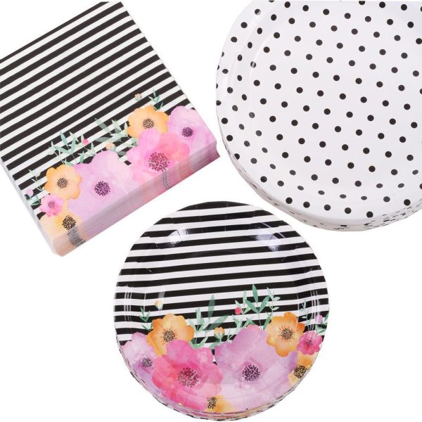 Modern Floral Party Tableware Kit Discount