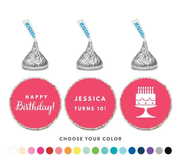 Personalized Happy Birthday Chocolate Drop Labels Trio Any Name & Age, Fits Hershey s Kisses Party Favors Online Sale