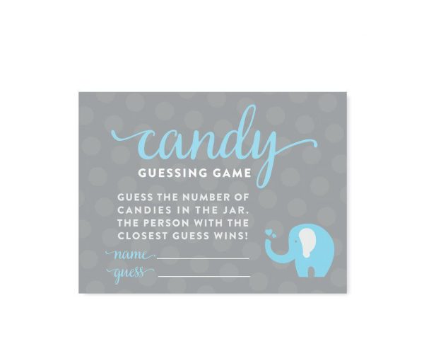 Boy Elephant Baby Shower Fun Game Cards Online now - Image 2