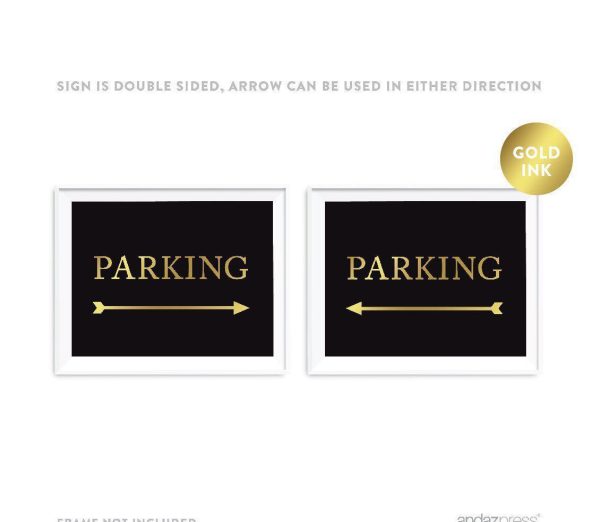 Black and Metallic Gold Wedding Direction Signs Online Hot Sale - Image 2
