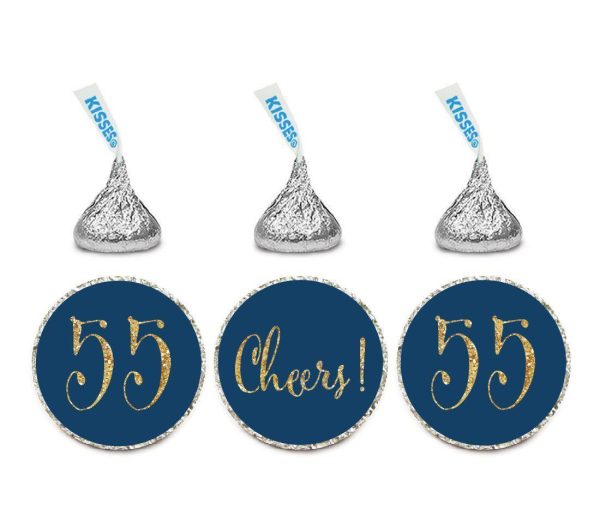 Gold Glitter Hershey s Kisses Stickers, Cheers 55, Happy 55th Birthday, Anniversary, Reunion Sale - Image 3
