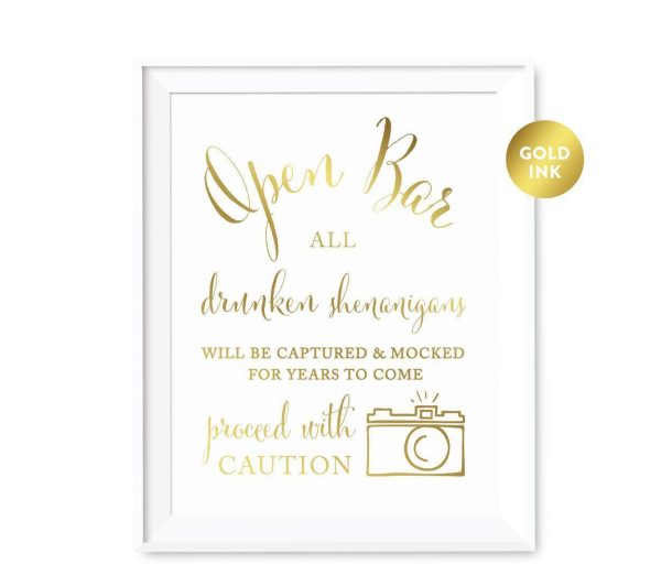 Andaz Press 8.5 x 11 Metallic Gold Wedding Party Signs Sale - Image 5