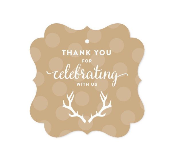 Birthday Fancy Frame Favor Gift Tags, Tan Deer Antlers Online Sale