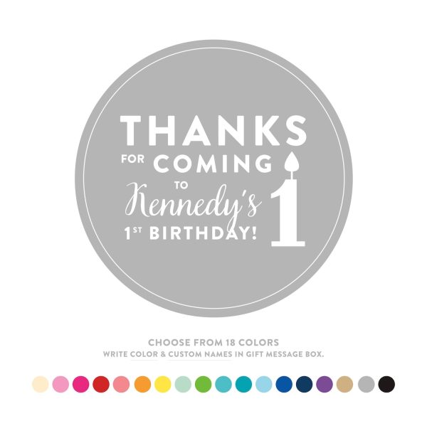 Personalized Thanks for coming to my 1st Birthday Round Circle Label Stickers For Discount