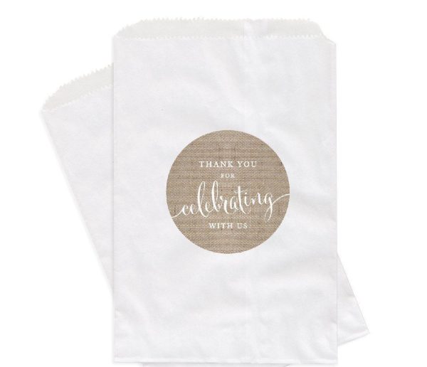Burlap Thank You for Celebrating With Us Favor Bags Online