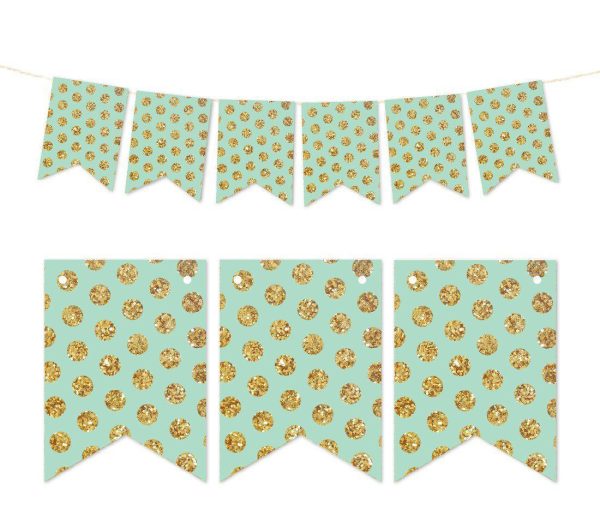 Pennant Party Banner Gold Glitter Polka Dots For Discount - Image 5