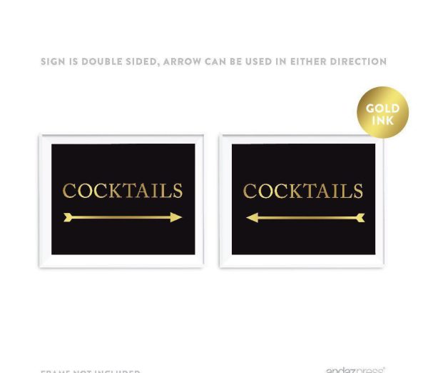 Black and Metallic Gold Wedding Direction Signs Online Hot Sale - Image 5