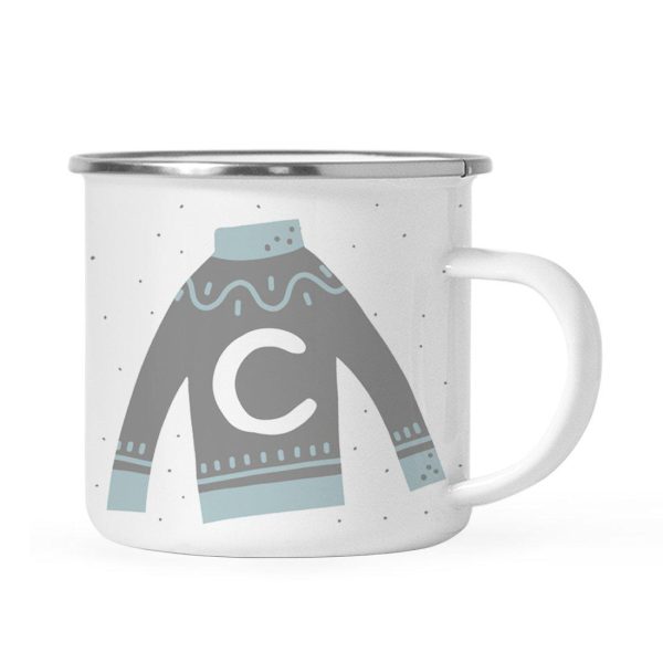 Andaz Press 11oz Gray Blue Ugly Holiday Sweater Monogram Campfire Coffee Mug on Sale - Image 5