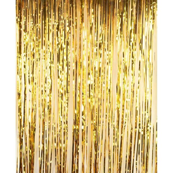 Gold Foil Fringe Party Door Curtain Backdrop, 2-Pack Hot on Sale