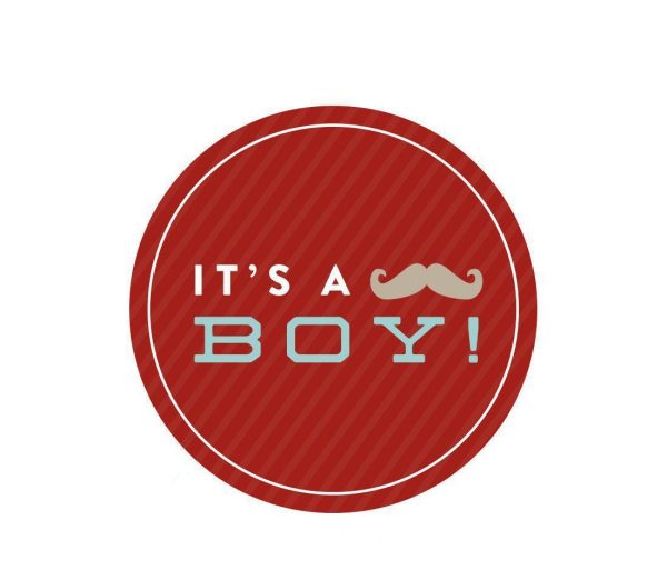 Lil Man Mustache Boy Baby Shower Round Label Stickers Cheap