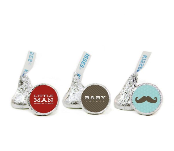 Lil Man Mustache Boy Baby Shower Hershey s Kiss Favor Labels Cheap