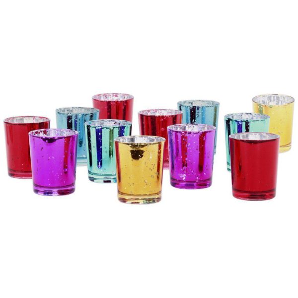 Jewel Tone Antique Mercury Glass Votive Cup, Set of 12 Online - Image 3